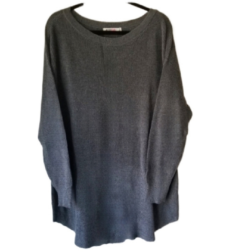 NWT JustFab Women Plus Pull-Over Breathable Casual Knit Sweater Charcoal Gray 3X